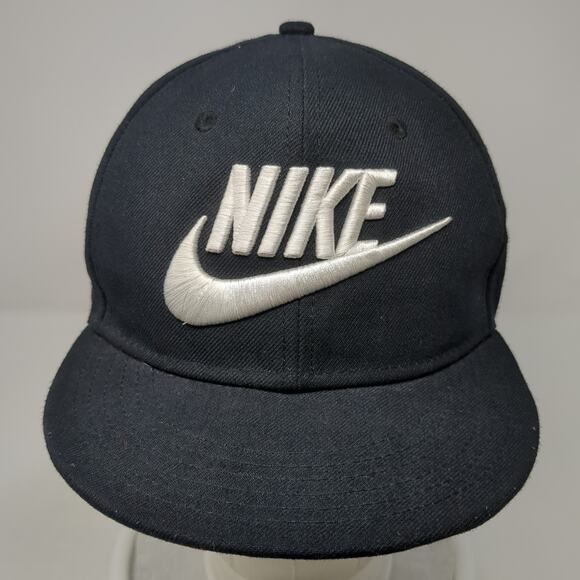Nike True Snapback Hat Black One Size Big Swoosh Embroidered Outdoor - Picture 2 of 10